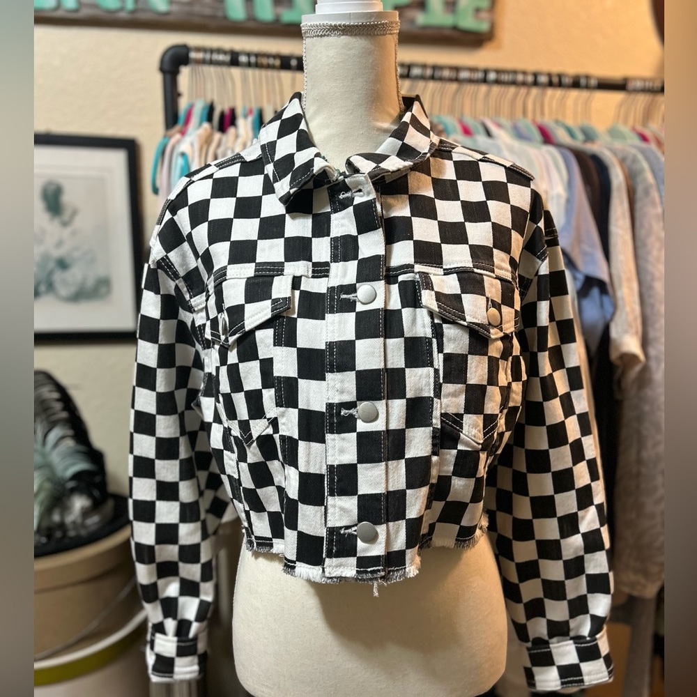 Wild Fable Monochrome Checkered Jacket